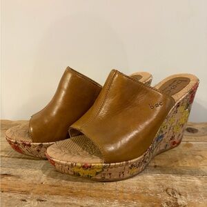 b.o.c. Brown Floral Wedge Sandals